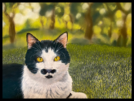 Pastel painting of cat with "moustache"