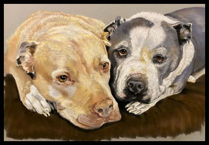 Two sweet "Bullies" painted in pastels